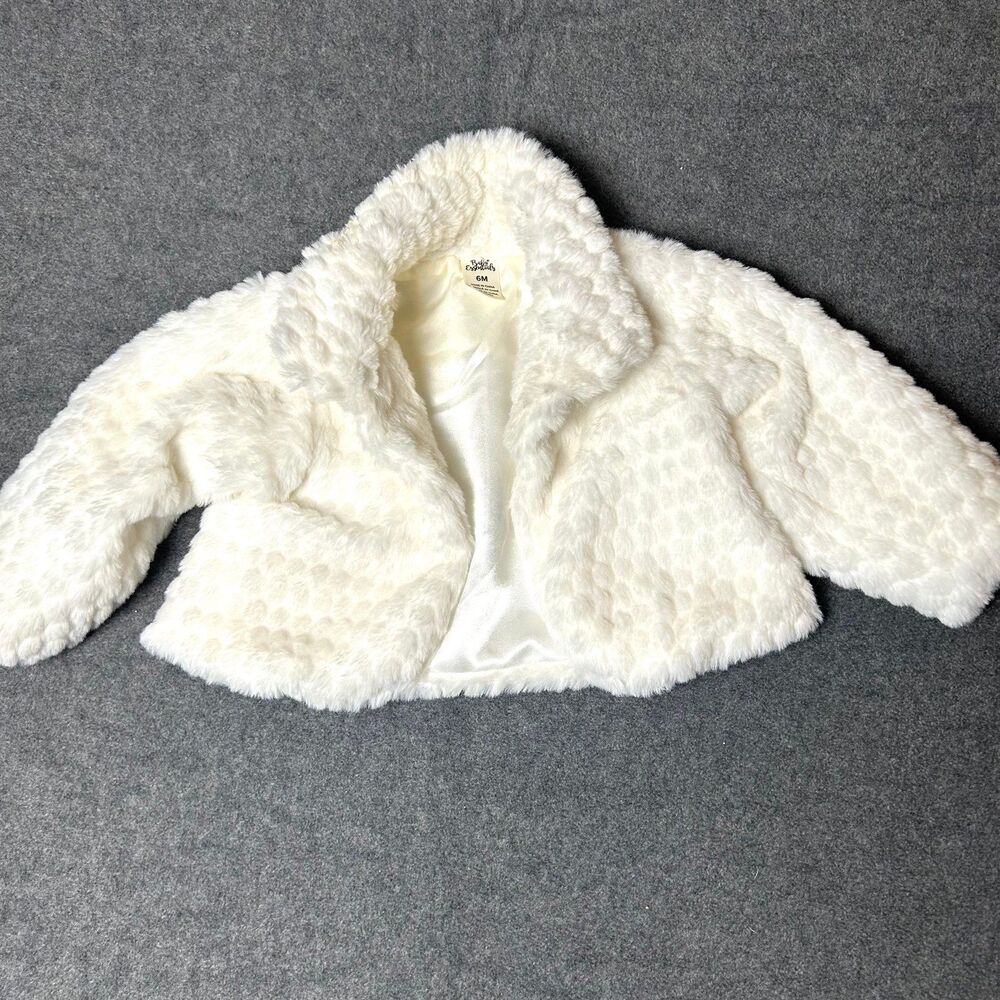 Faux Fur Coat Baby Girl Size 6M Off White